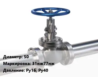 Задвижка нержавеющая 50 31нж77нж Ру16, Ру40